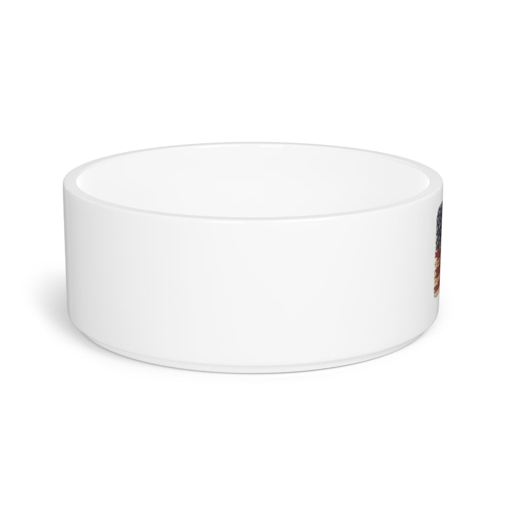 Patriotic Basset Hound Ceramic Pet Bowl – American Flag Dog Bowl