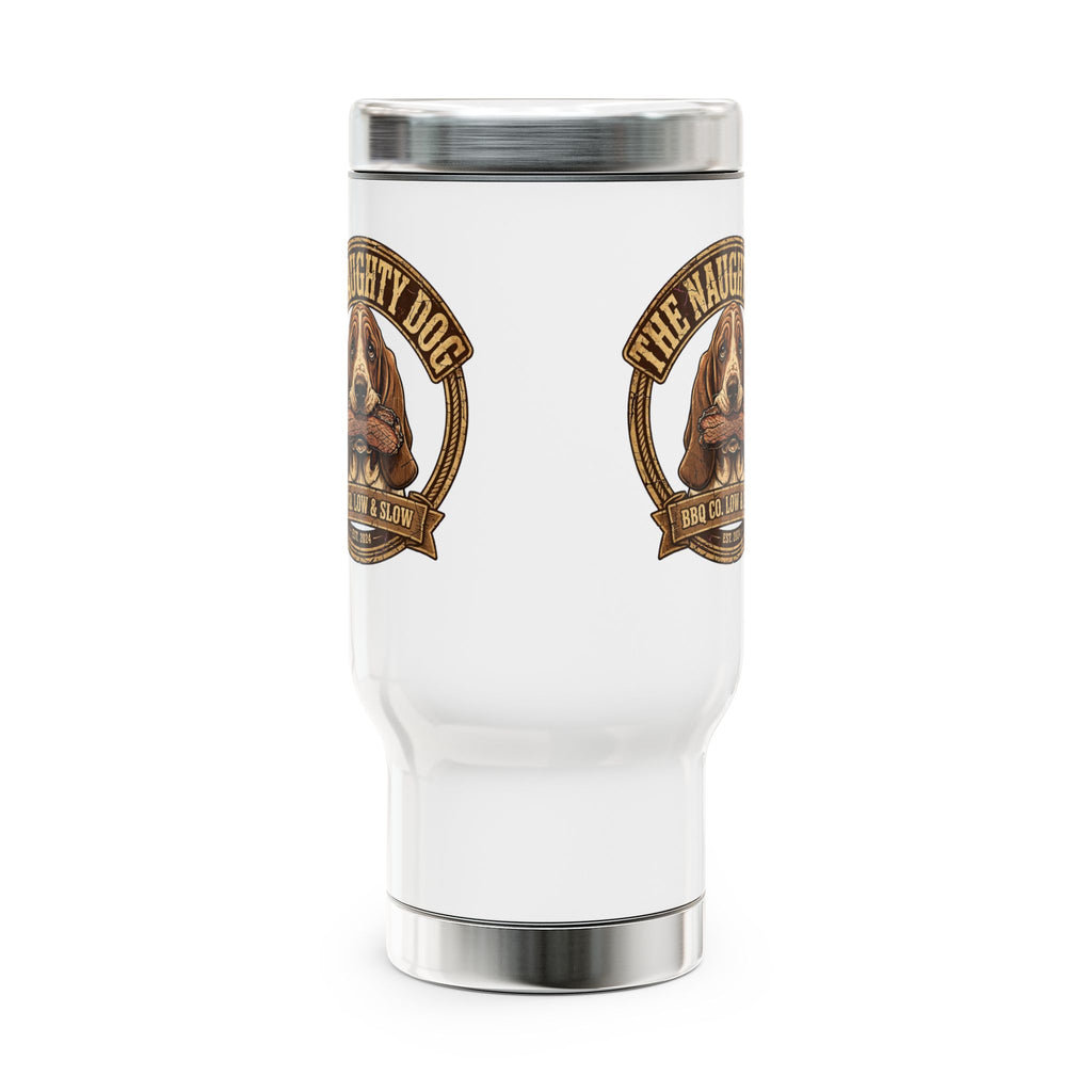 The Naughty Dog 14oz Stainless Travel Mug with Handle – Insulated Coffee Tumbler