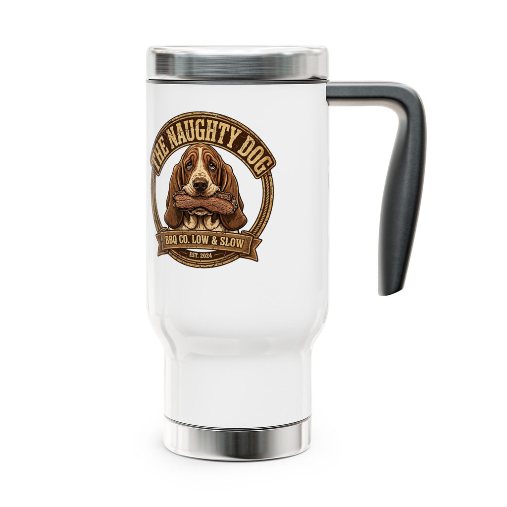 The Naughty Dog 14oz Stainless Travel Mug with Handle – Insulated Coffee Tumbler