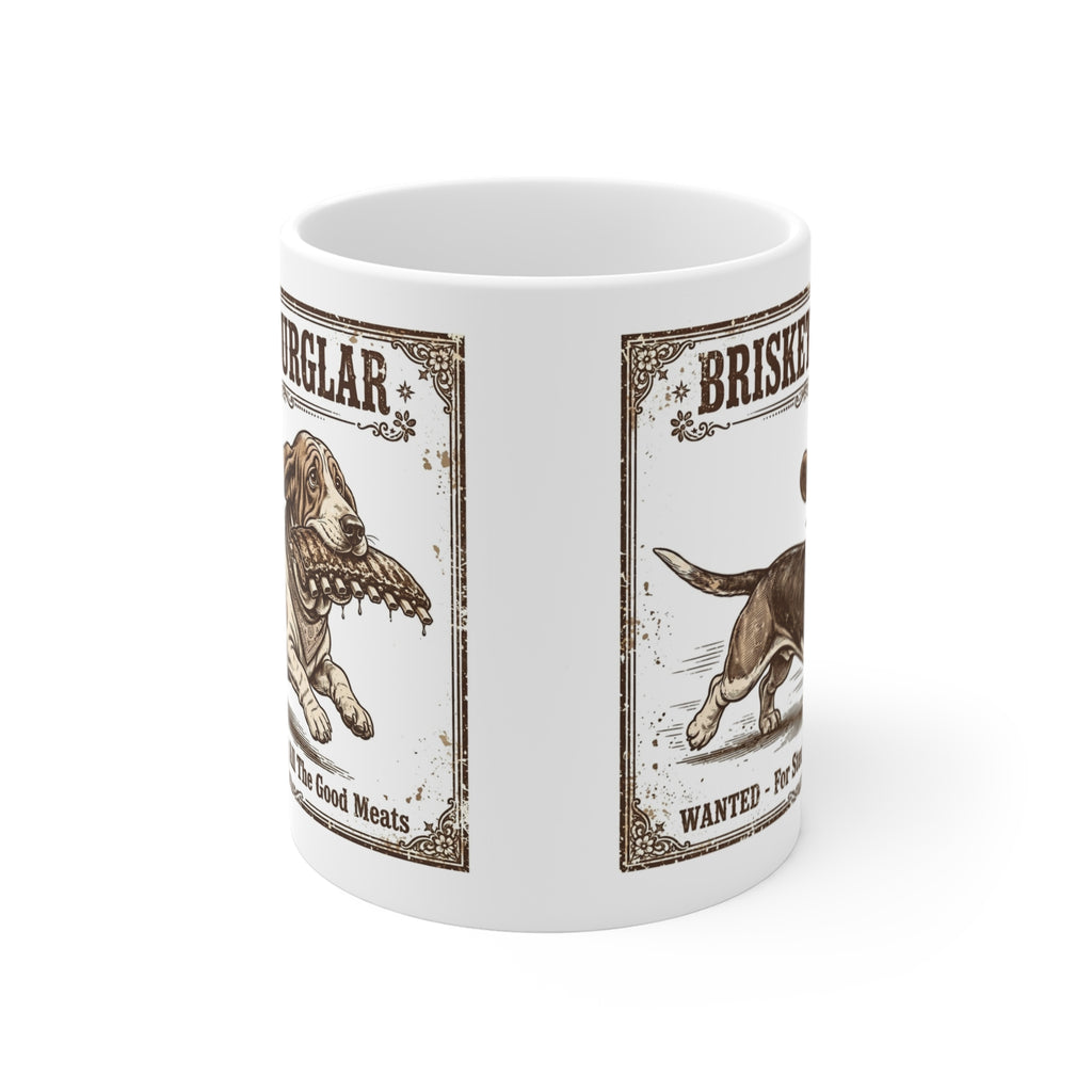 Brisket Burglar Mug — Funny BBQ Dog Coffee Cup (11oz)