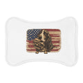 Patriotic Basset Hound Pet Feeding Mat — American Flag Dog Bowl Mat