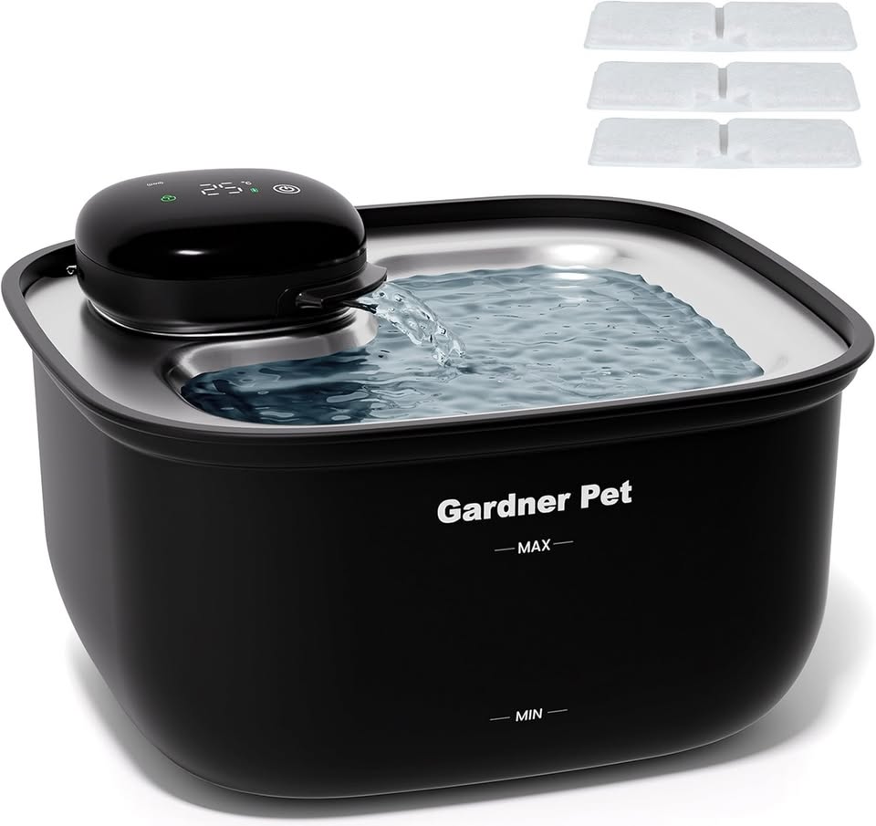 Wireless Cat Water Fountain Stainless Steel Tray, 3.78L Cat Fountain