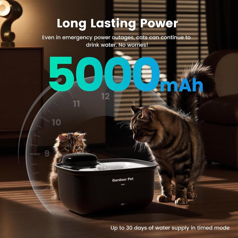 Wireless Cat Water Fountain Stainless Steel Tray, 3.78L Cat Fountain