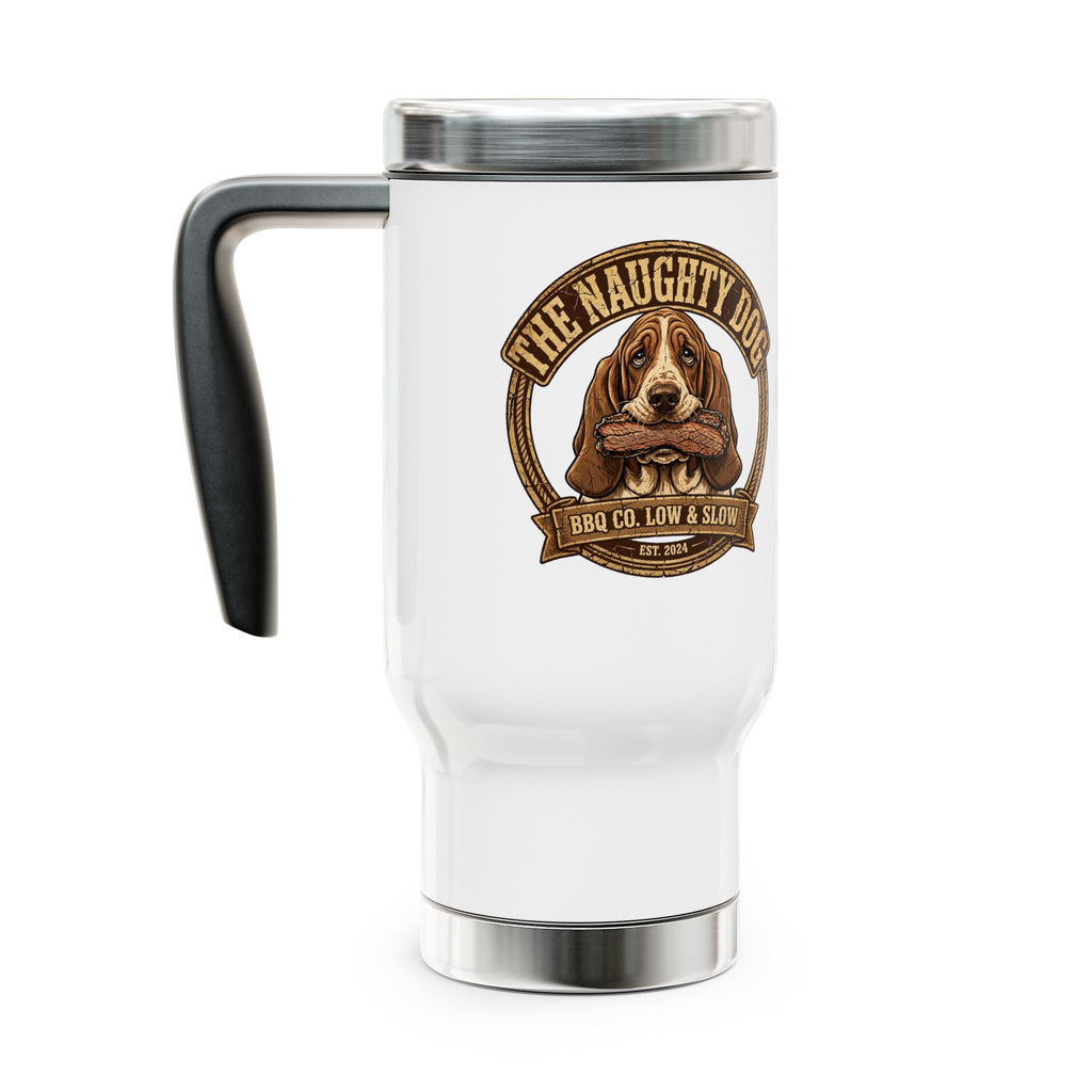 The Naughty Dog 14oz Stainless Travel Mug with Handle – Insulated Coffee Tumbler