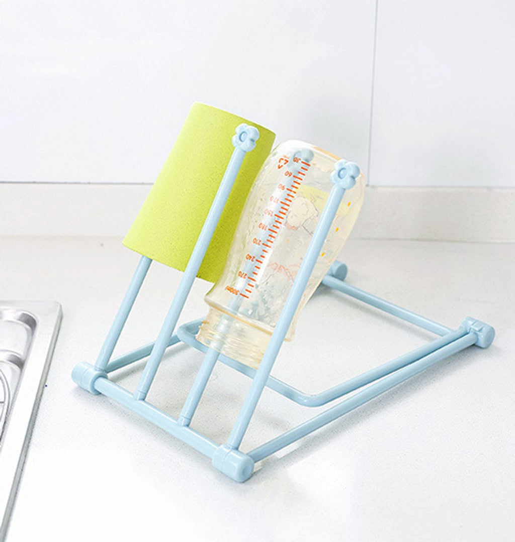 Storage Rack (Set of 2) - Kitchen Storage Rack - Space-Saving - Folding Rack - With 4 Supports, Corrosion-Resistant, Suitable for Storing Dishcloths, Cups and Baby Bottles - PP Material (Blue)
