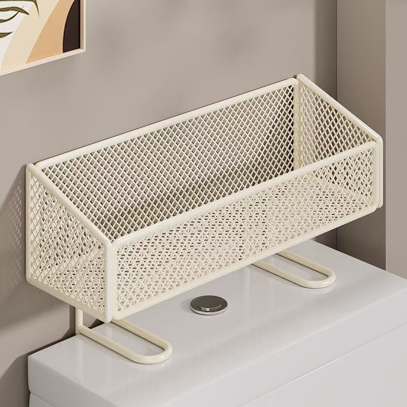 Toilet rack - Bathroom rack - Bathroom accessories - Storage rack - Toilet accessories - Bathroom organizer - Toilet accessories - Rack without drilling - Shelf - Sanitary accessories - Wall rack - Storage - White - 1 piece