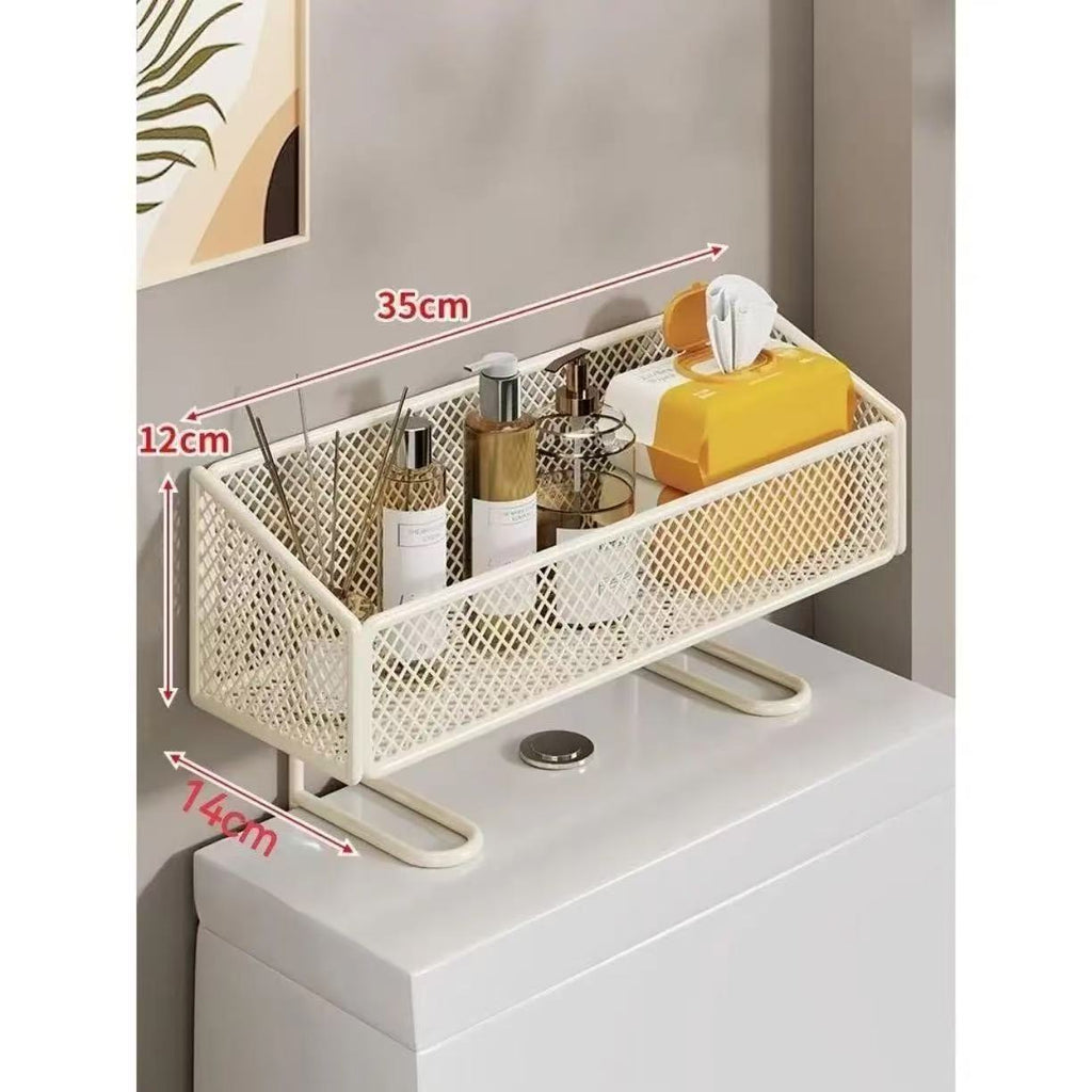 Toilet rack - Bathroom rack - Bathroom accessories - Storage rack - Toilet accessories - Bathroom organizer - Toilet accessories - Rack without drilling - Shelf - Sanitary accessories - Wall rack - Storage - White - 1 piece