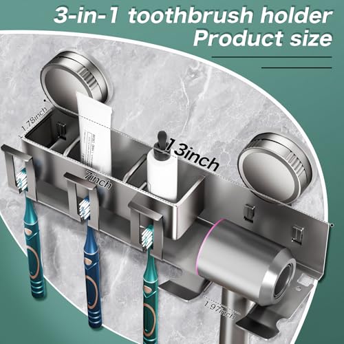 Toothbrush holder - Wall shelf - Bath shelf - Shower rack - Hair dryer shelving unit - Bathroom rack - Storage rack - Storage basket - Organizer - Draining rack - Bathroom furniture - Bathroom - Toilet - Black - 1 piece