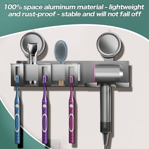 Toothbrush holder - Wall shelf - Bath shelf - Shower rack - Hair dryer shelving unit - Bathroom rack - Storage rack - Storage basket - Organizer - Draining rack - Bathroom furniture - Bathroom - Toilet - Black - 1 piece