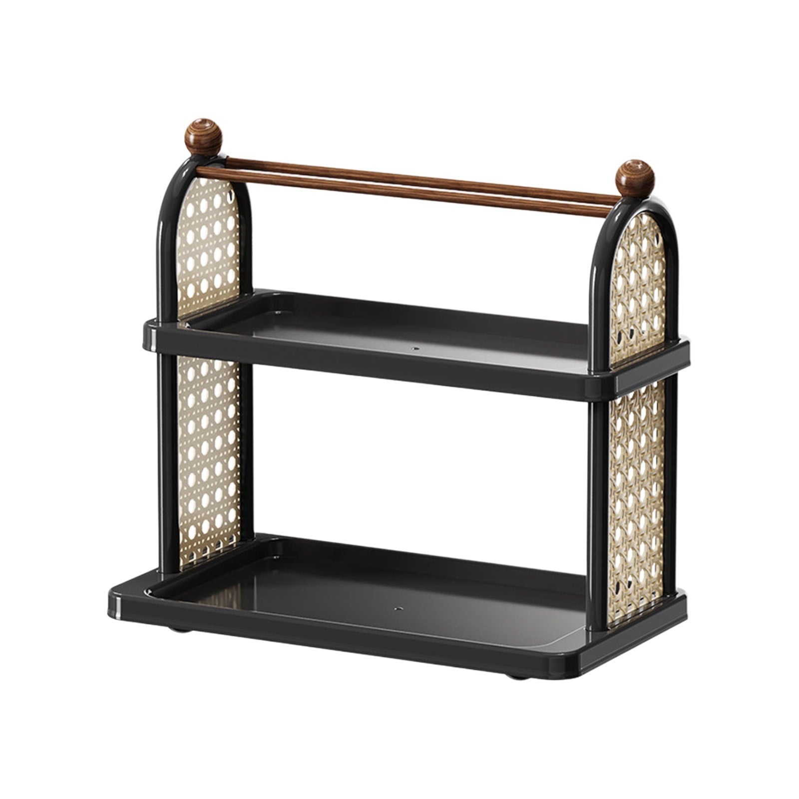Tea Water Rack, Multi-Functional Storage Rack, Multi Layer Cup Storage Rack, Multi-function Rack Desktop Storage Rack, Mul-tifunctional Wooden Tea Cup Station Countertop Stand Shel Black