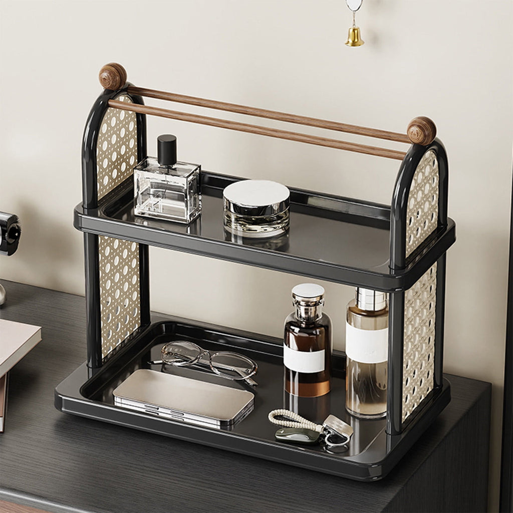 Tea Water Rack, Multi-Functional Storage Rack, Multi Layer Cup Storage Rack, Multi-function Rack Desktop Storage Rack, Mul-tifunctional Wooden Tea Cup Station Countertop Stand Shel Black