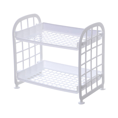 2-Layers Table Shelf Organizer, Plastic Storage Rack, Stand Table Storage Shelves, Kitchen Storage Rack, Sink Chopsticks Storage Rack, Countertop Drainage Rack, Filter Bowl Racks White