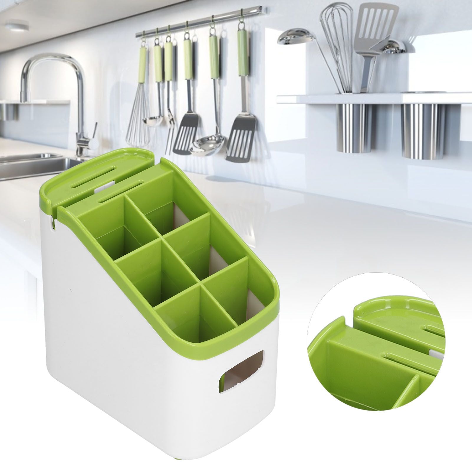 Cutlery Storage Box with Knife Rack Drain Chopstick Rack Kitchen Supplies Storage Rack